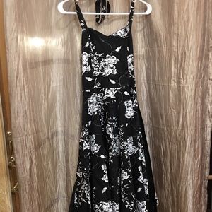 Black and white floral dress.